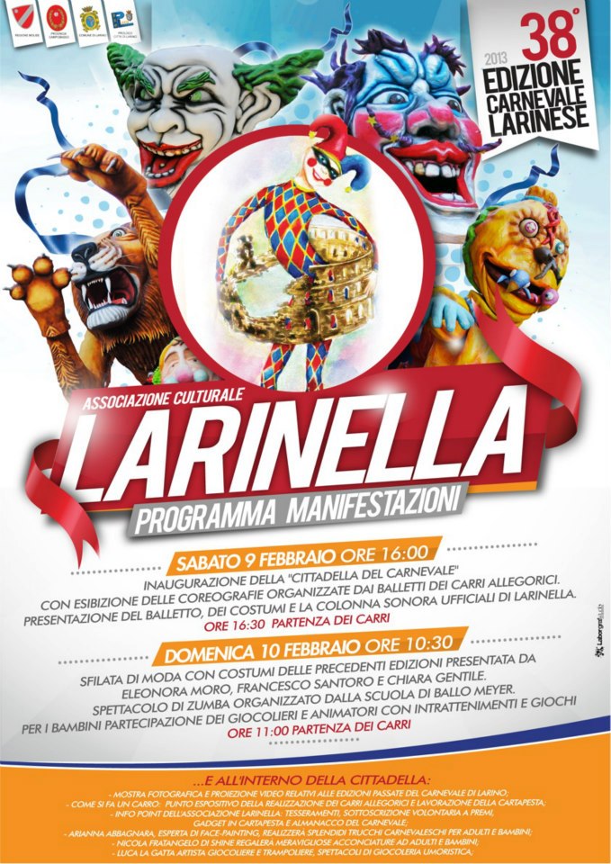 Carnevale Larinese - rinviato per il giorno 16 e 17 febbraio 2013